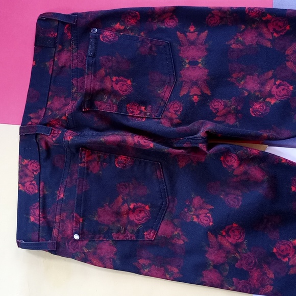 7 For All Mankind Red Rose Floral Denim Jeans Skinny - Picture 6 of 12